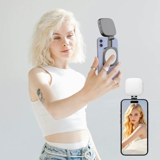 Selfie Fill Light With Magnetic,Attachment For Mobile Phone,Beauty Camera Enhancer,Fill Ring Light with Mirror for Photography