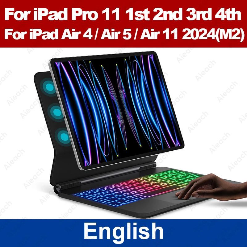 AIEACH iPad Keyboard for iPad Air 4 Air 5 Air 11 2024 Magic Keyboard for iPad 10th Pro 11 1st 2nd 3rd 4th for Bluetooth Keyboard