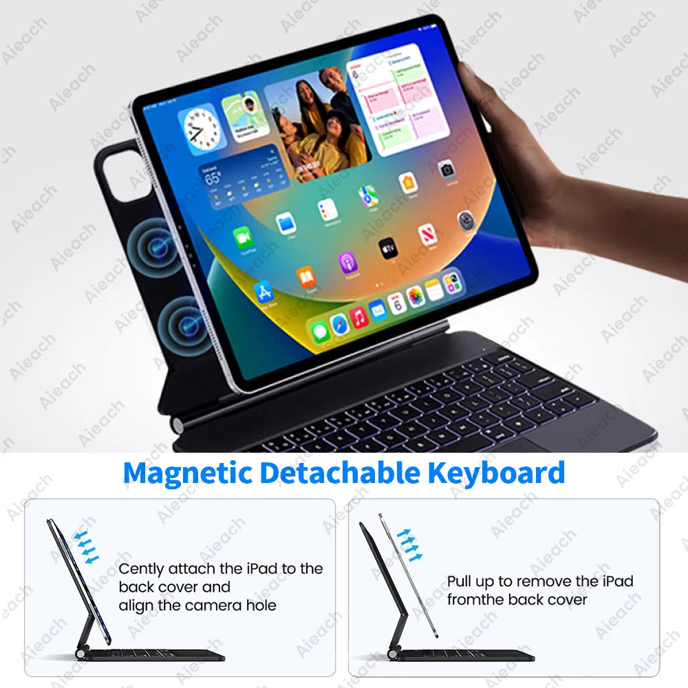 AIEACH iPad Keyboard for iPad Air 4 Air 5 Air 11 2024 Magic Keyboard for iPad 10th Pro 11 1st 2nd 3rd 4th for Bluetooth Keyboard