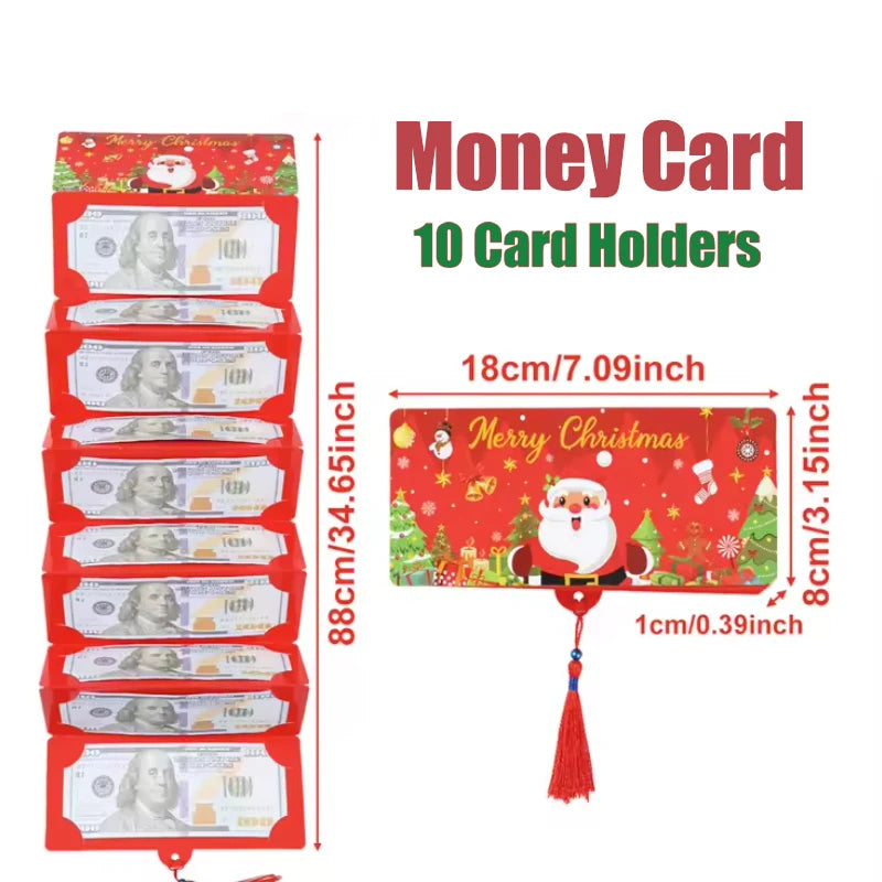 Christmas Money Holder Wallet Red Envelope Christmas Gift Envelope Greeting Card Creative Birthday Folding Cash Holder For Kids